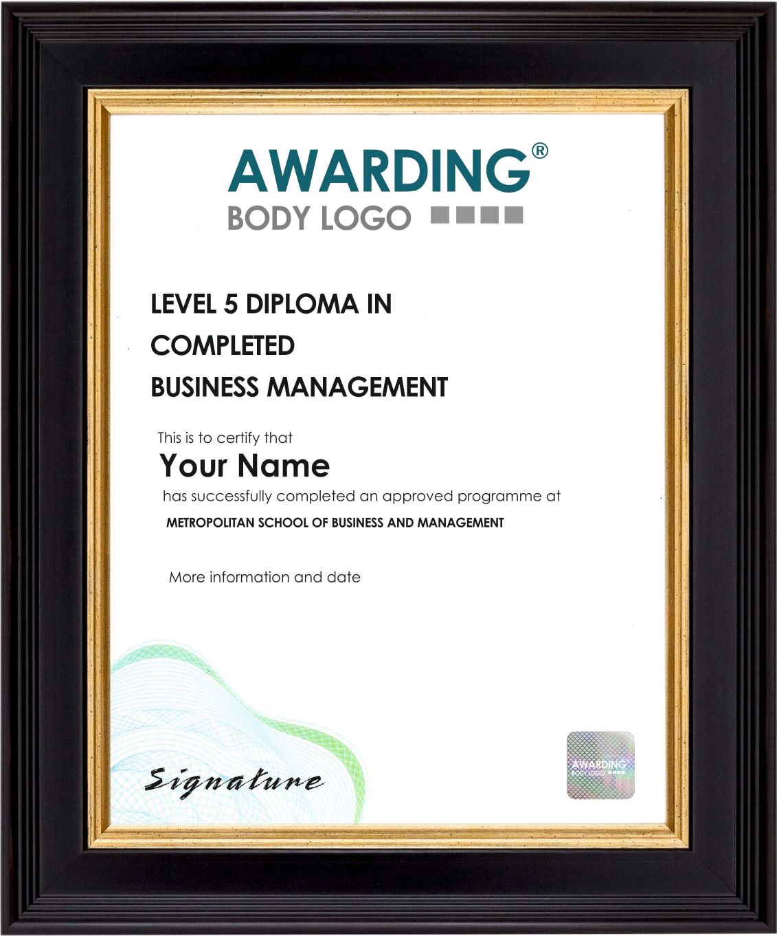 Level 5 Sample Certificate